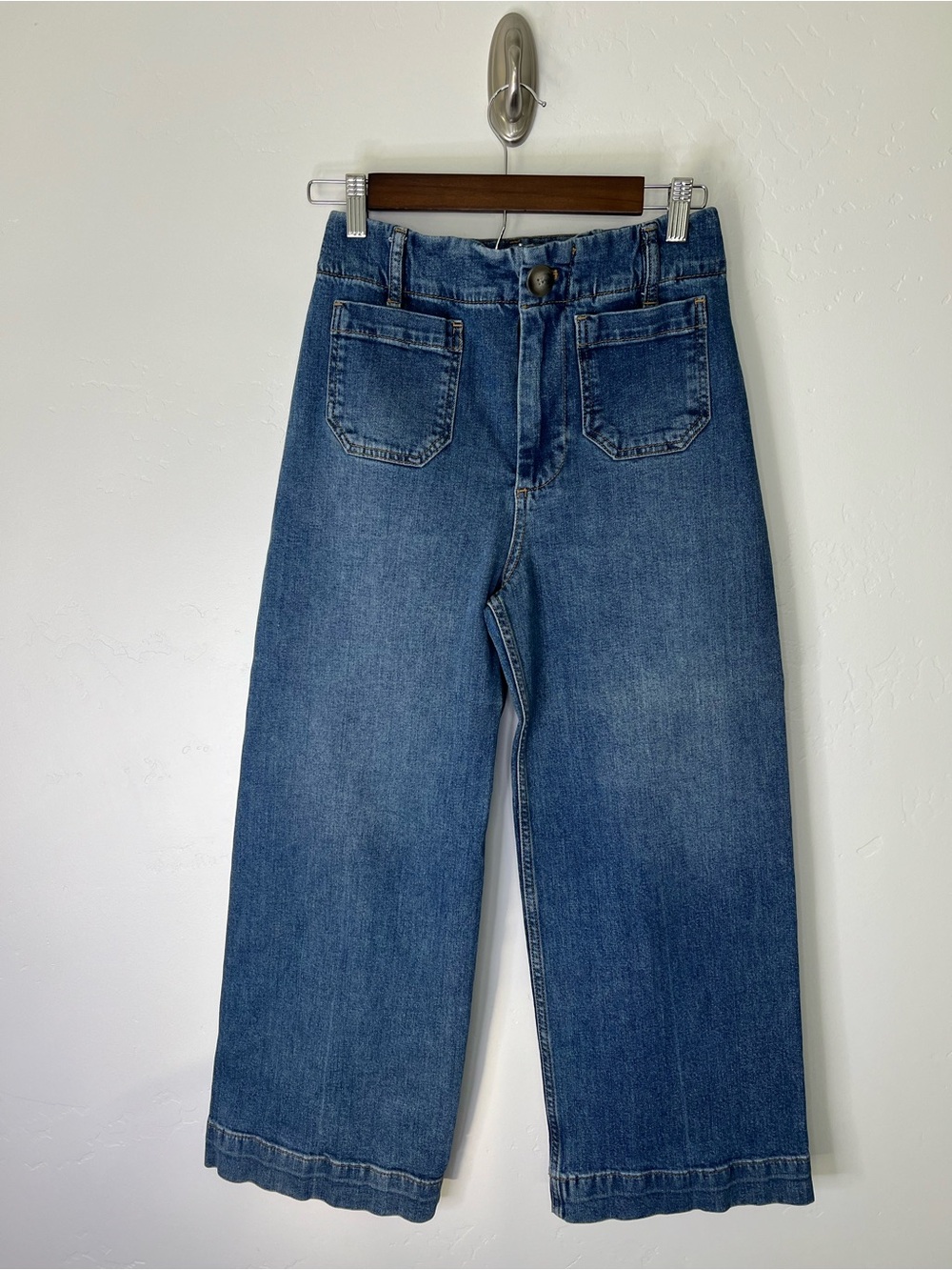 Pilcro Medium Blue Wide-Leg Cropped Jeans